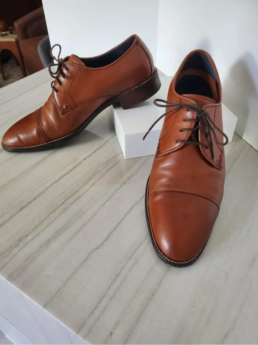 Cole Haan Grand OS Mens Size 10.5 Brown Leather Cap Toe Oxfords Dress Shoes